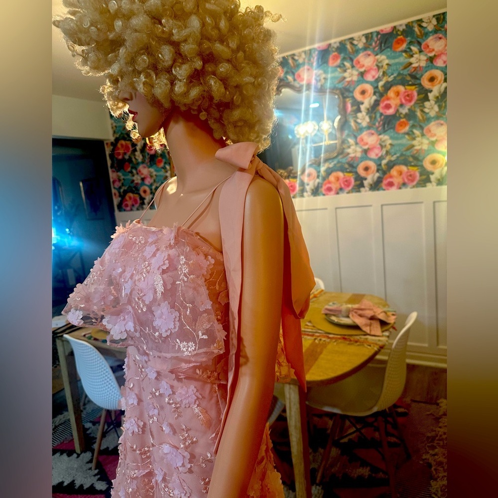 ASOS light pink/nude dainty flower cut out sheer dress sz 4 - NWT